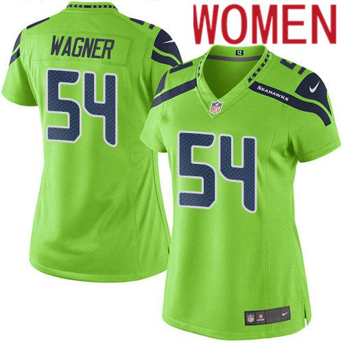 Women Seattle Seahawks #54 Bobby Wagner Nike Neon Green Game NFL Jersey->women nfl jersey->Women Jersey